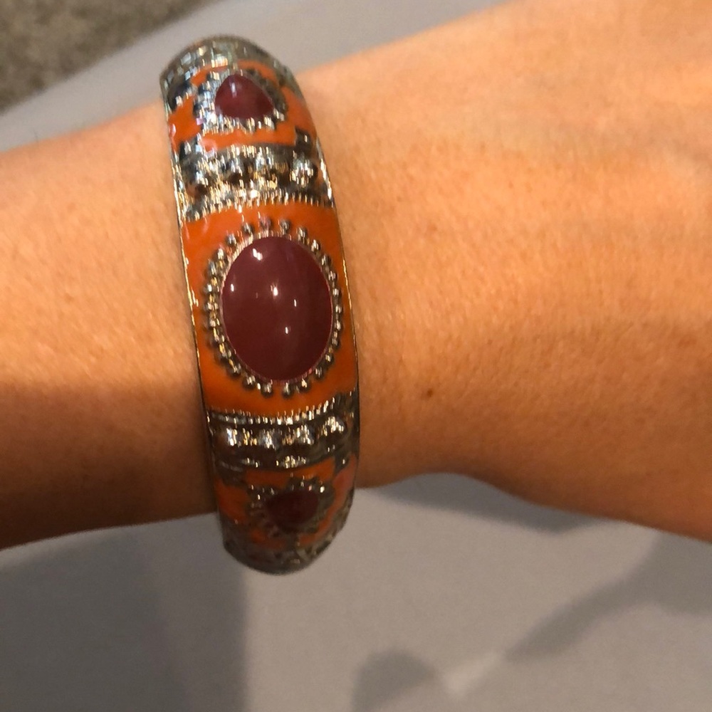 Cuff bracelet metal with painted designs
